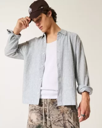 camisa relaxada em mistura de linho 1 1 330x413 - Camisa relaxada em mistura de linho